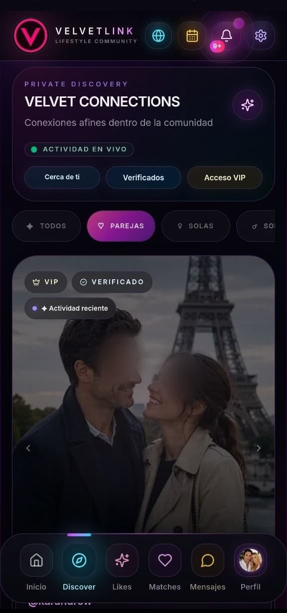 Velvet Connections: ejemplo de una pareja con los rostros difuminados